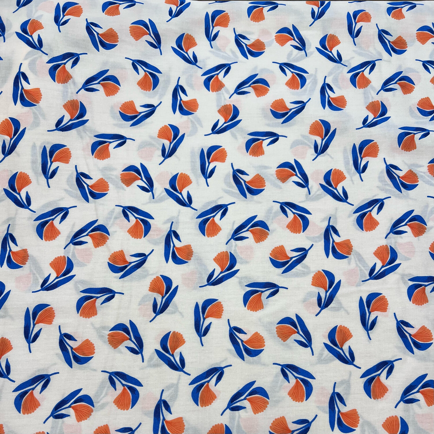 Cotonini Fantasia Popelin, Fantasia: Fiori arancio e blu