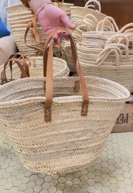 Cesta Paglia Naturale con Manico Singolo in pelle