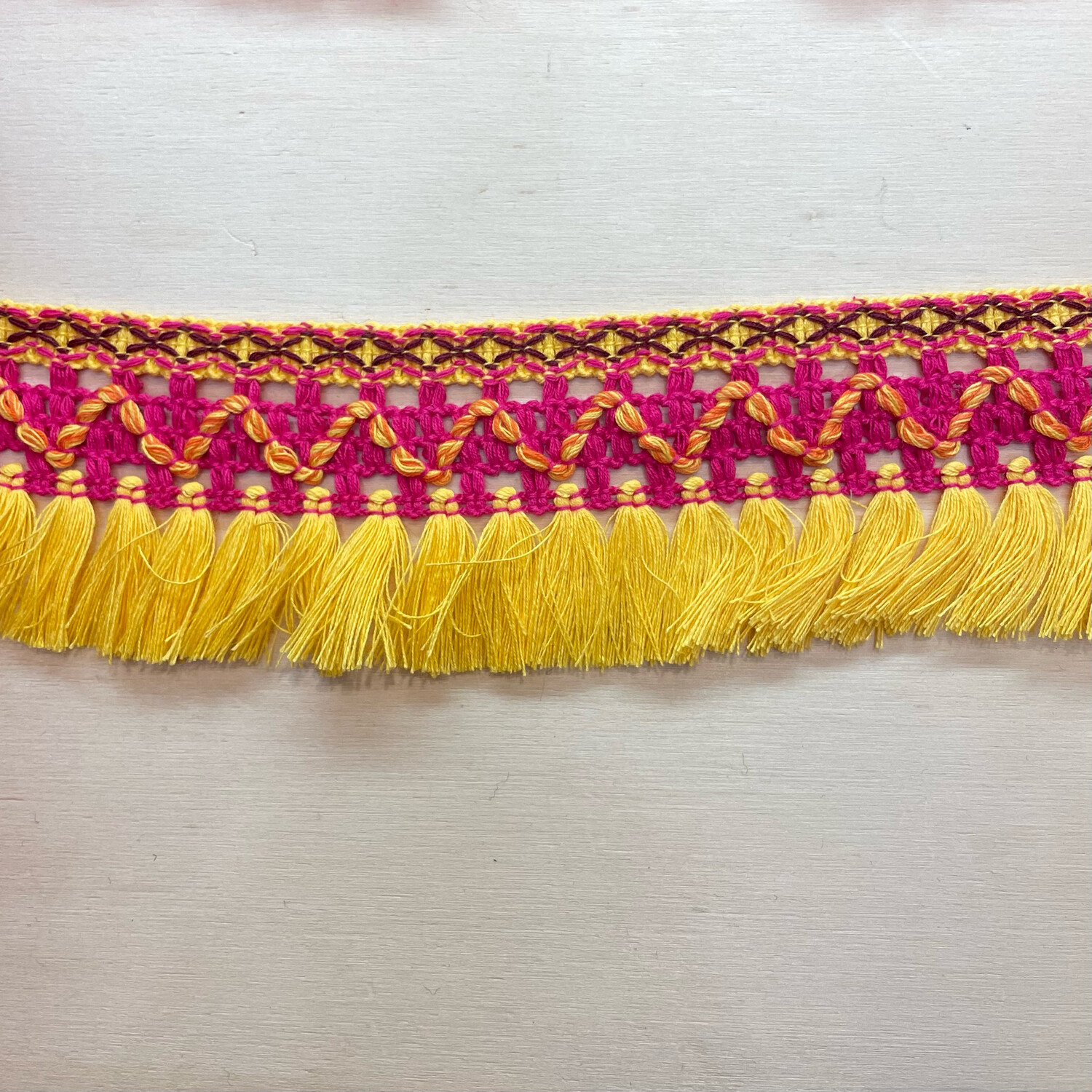 Passamaneria Cotone con  Nappina, Colore: Giallo/Fuxia