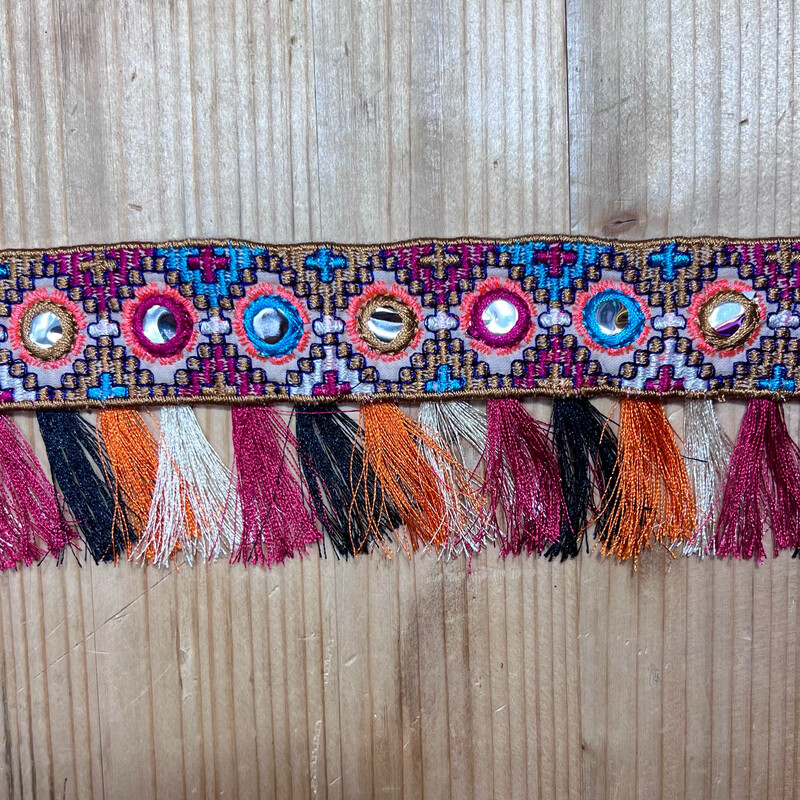 Passamaneria Arancio/Beige con specchietti e frange