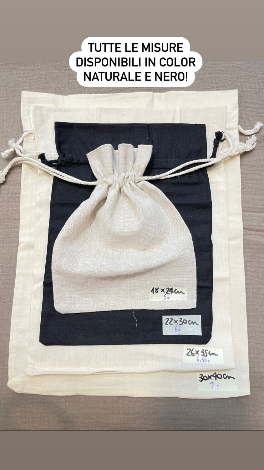 Sacchetti Cotone Coulisse 22x30