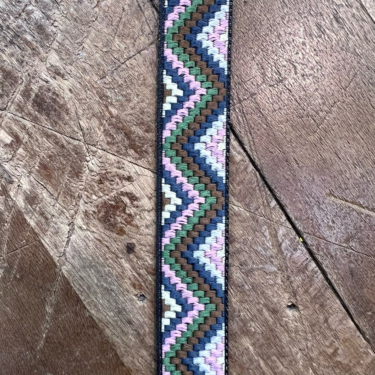 Bordo Ricamato ZIG ZAG Etnico, colore: Verde e Blu