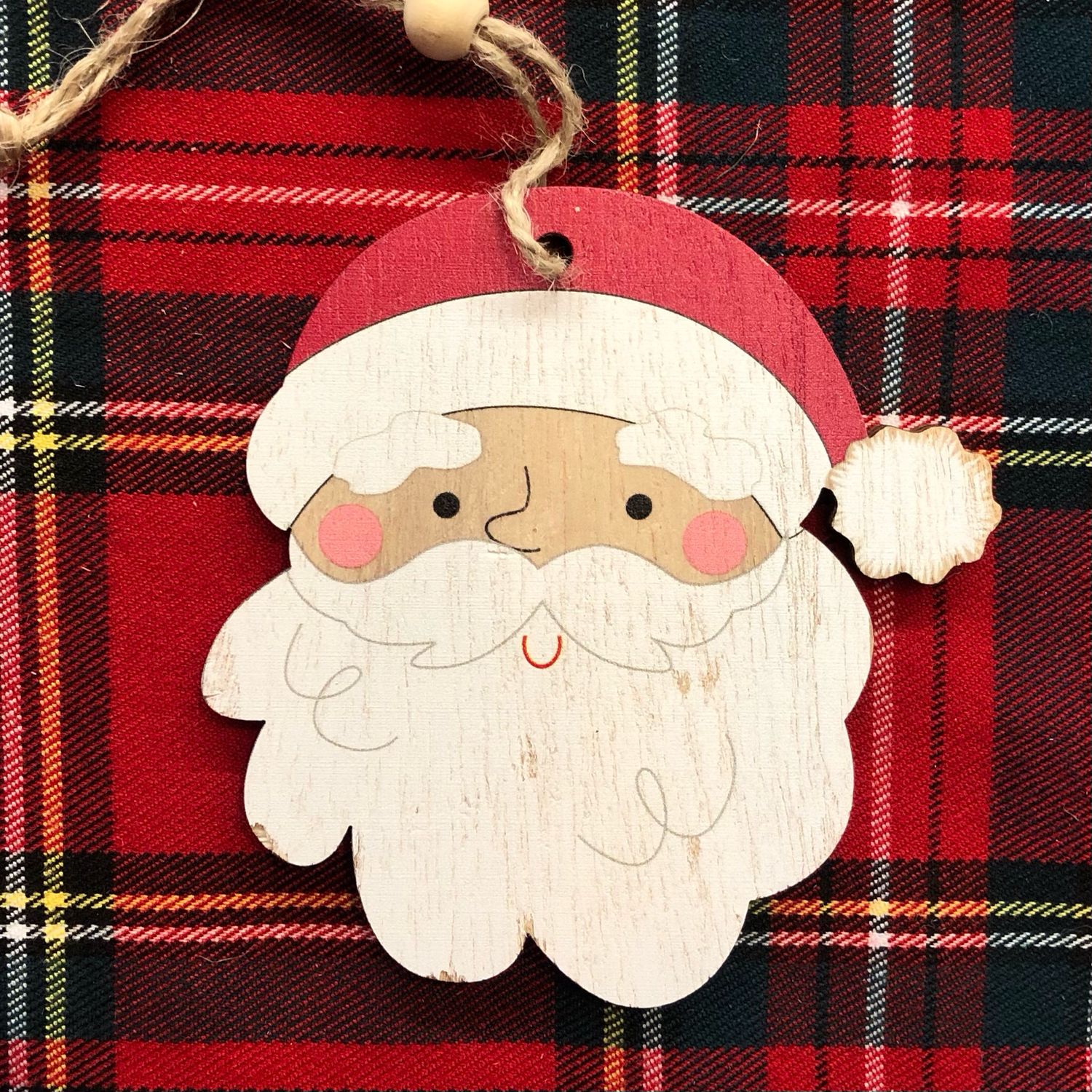 Addobbi Faccia Babbo Natale in Legno