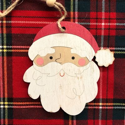 Addobbi Faccia Babbo Natale in Legno