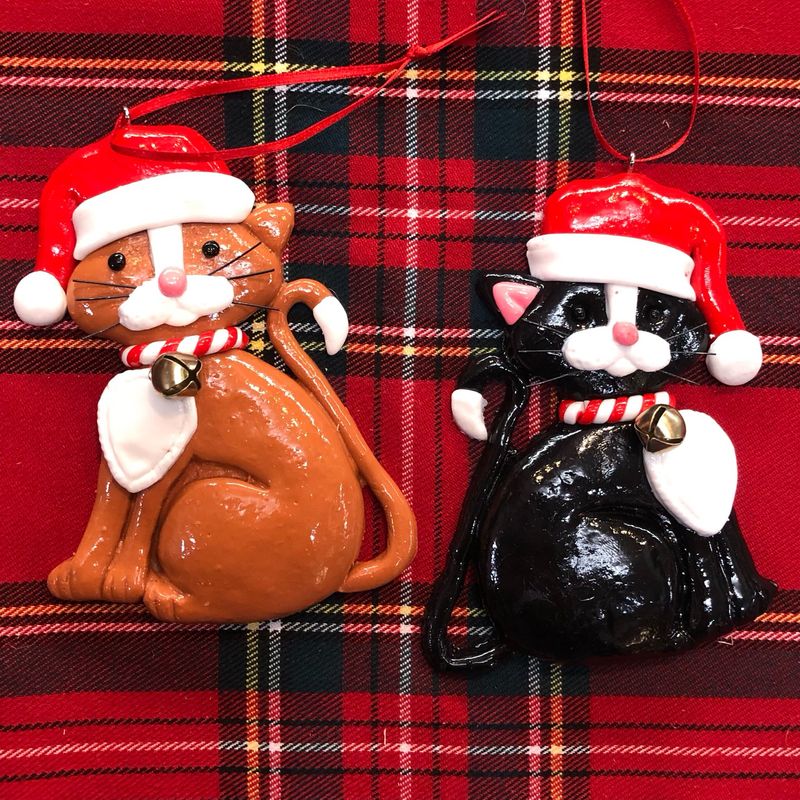 Addobbi Natale Gatto in Resina Nero