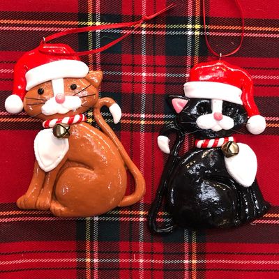 Addobbi Natale Gatto in Resina Nero