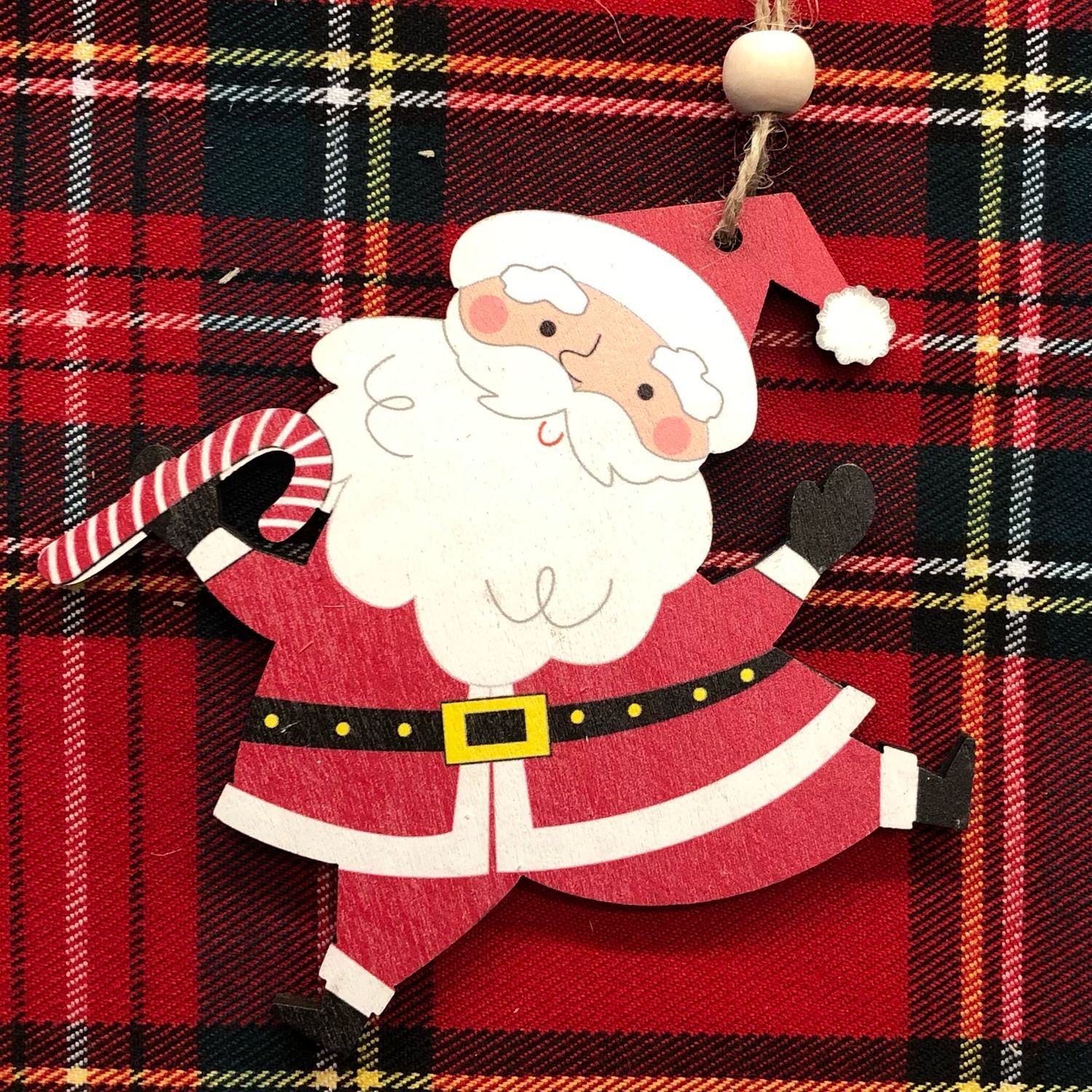 Addobbi Babbo Natale con Bastoncino di Zucchero in Legno