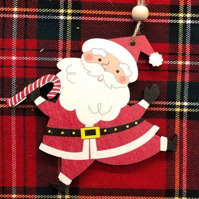 Addobbi Babbo Natale con Bastoncino di Zucchero in Legno