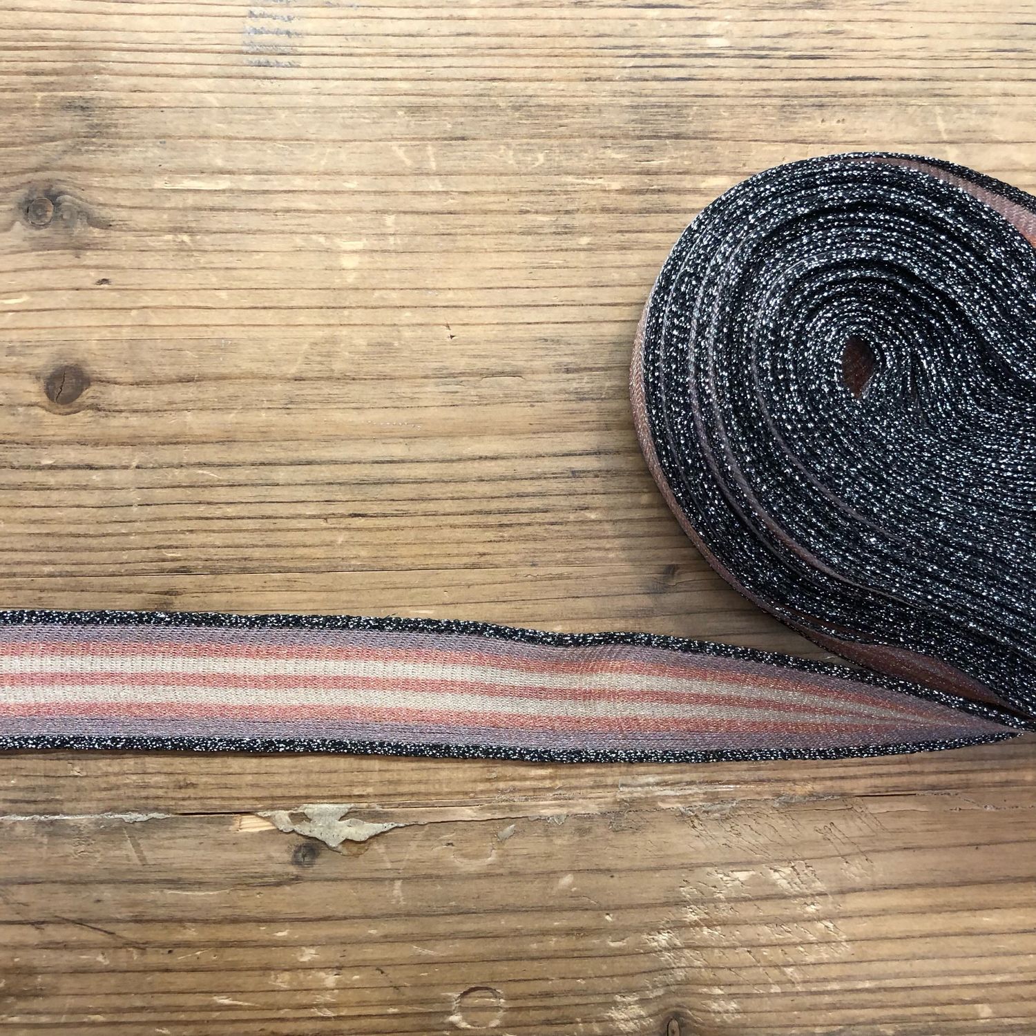 Fettuccia Rigata Lurex Rosa