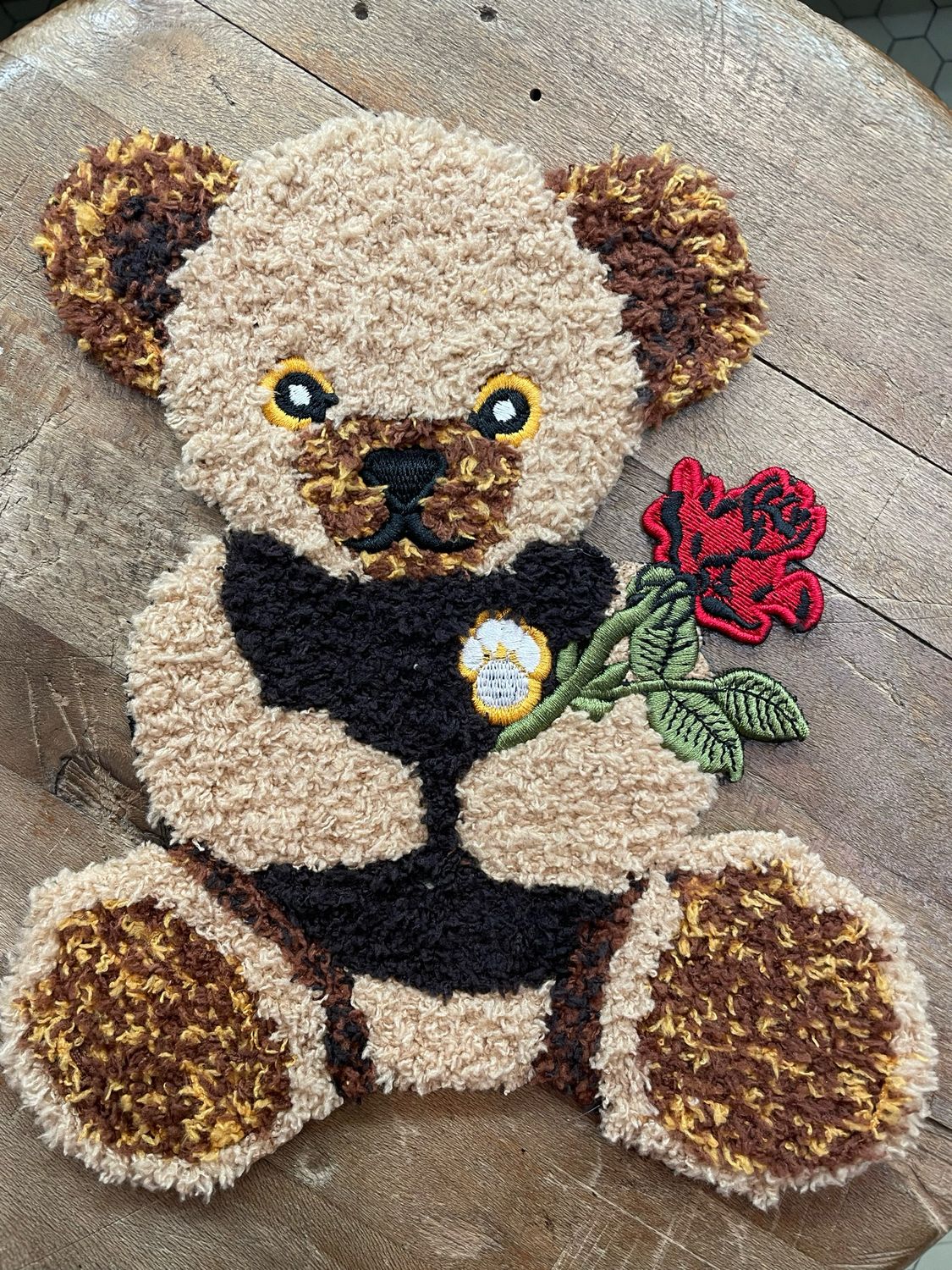 Applicazione Spugnata Teddy Orsetto con Rosa