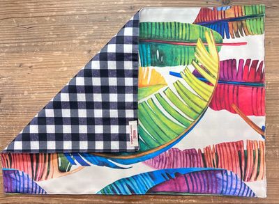 Tovagliette Americane Resinate Foglie Multicolor e Vichy Blu
