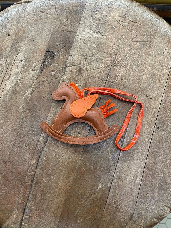 Charm Portachiavi Cavallino Cuoio e Arancione