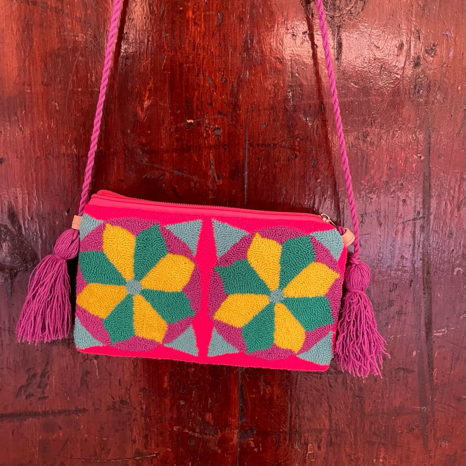 Pochette con tracolla Colombiane Lilla/Verde/Gialla