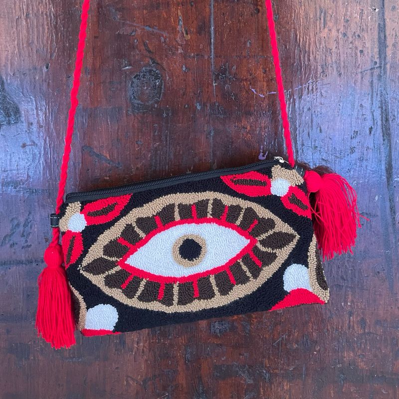 Pochette con tracolla Colombiane Rosso e Nero