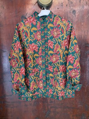 Giacca Indiana Verde Fiori Bordeaux