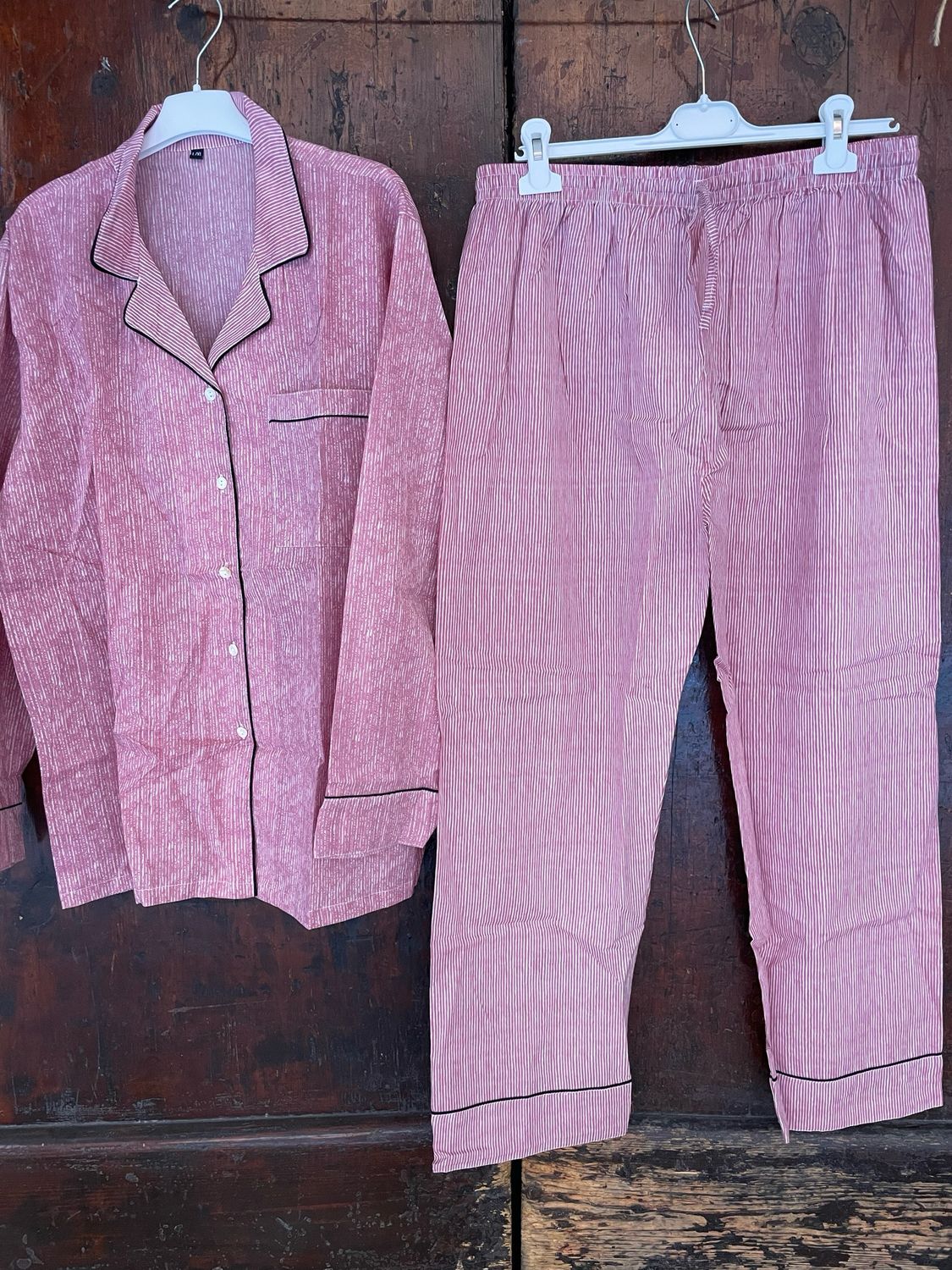 Pigiamino Indiano Lungo Righine Rosa Antico