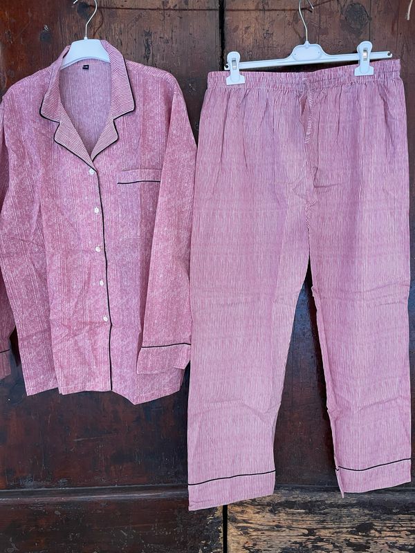 Pigiamino Indiano Lungo Righine Rosa Antico