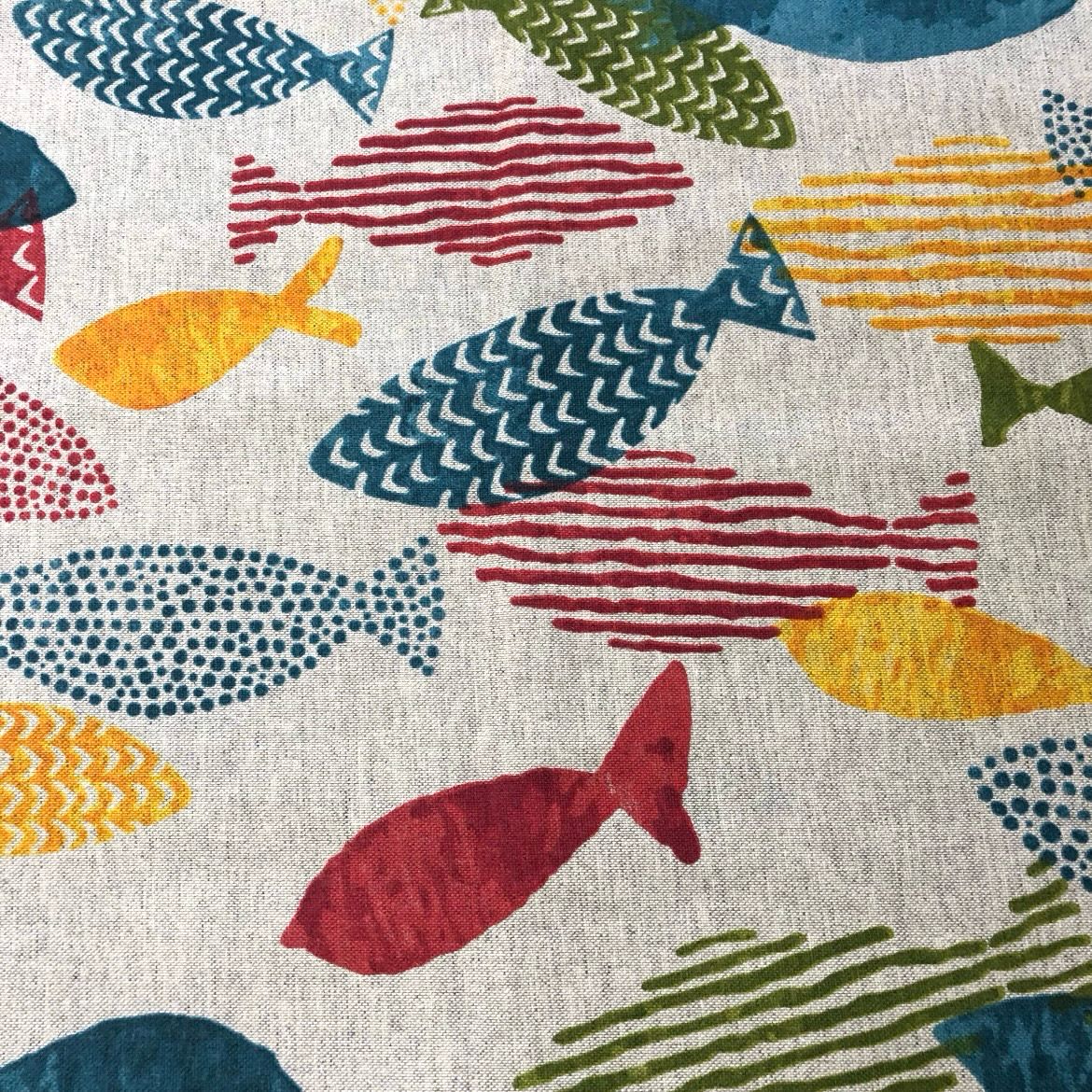 Scampolo Cotone Resinato Pesci Multicolor 90x220