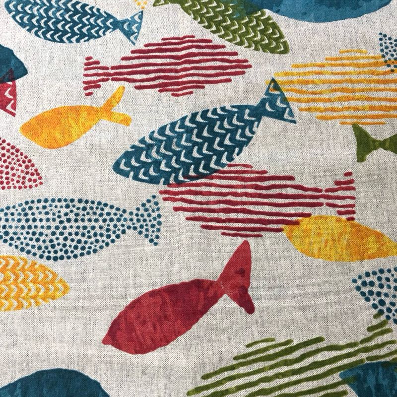 Scampolo Cotone Resinato Pesci Multicolor 90x220