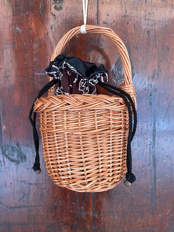 Cestino Intrecciato con sacchetto Bandana Marrone