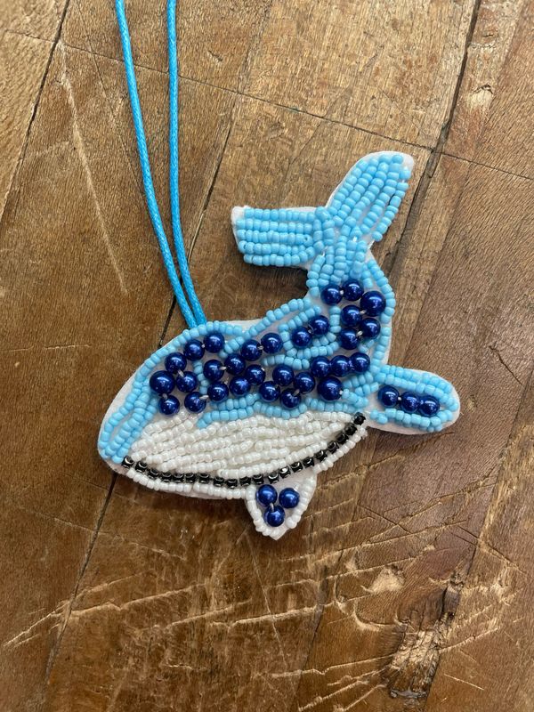 Charm Portachiavi Balena con Perline ricamate