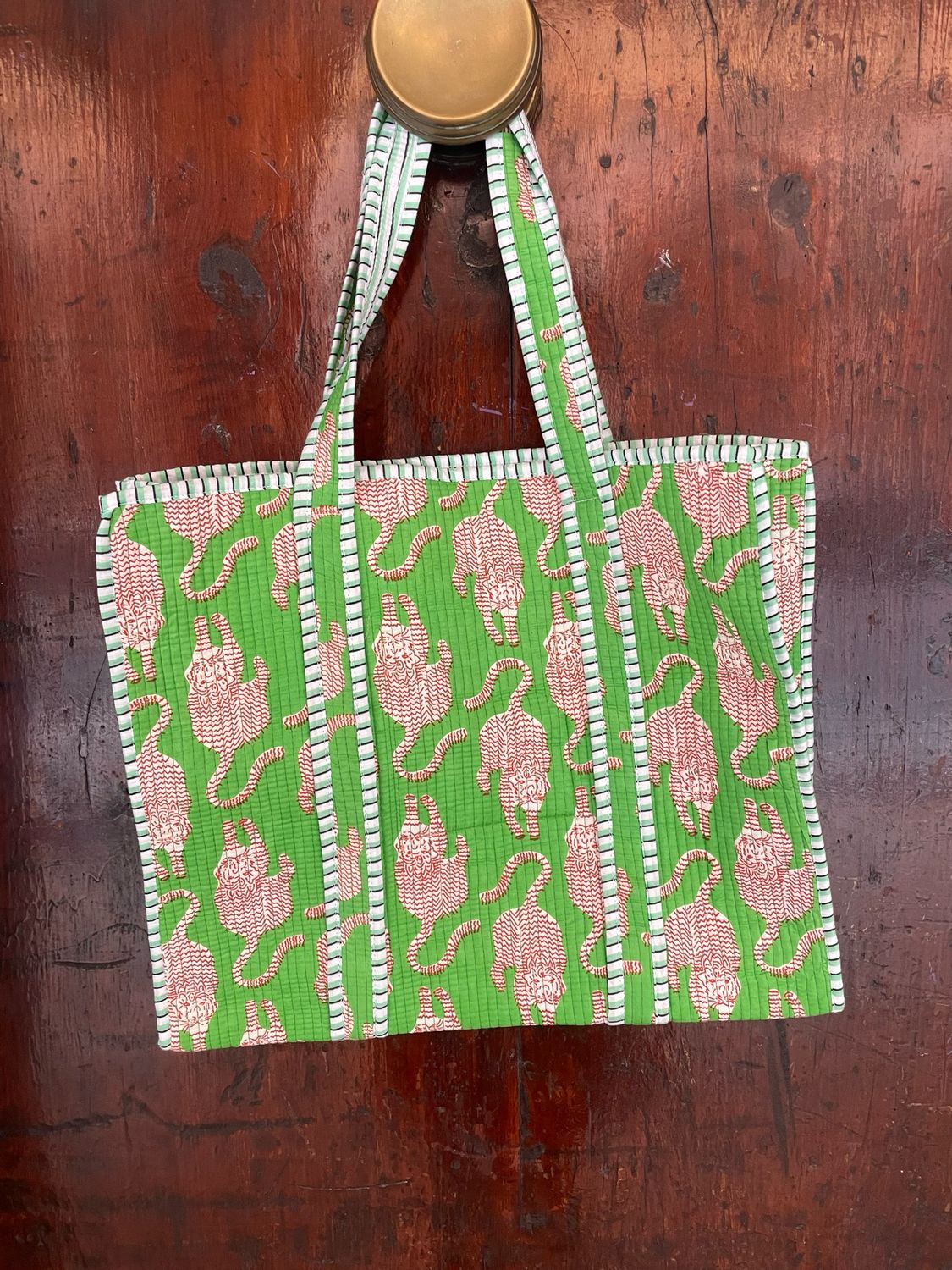 Tote Bag Indiane Ghepardi base Verde