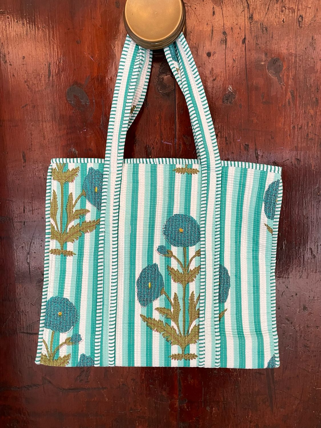 Tote Bag Indiane Fiori Ottanio Righe Ottanio