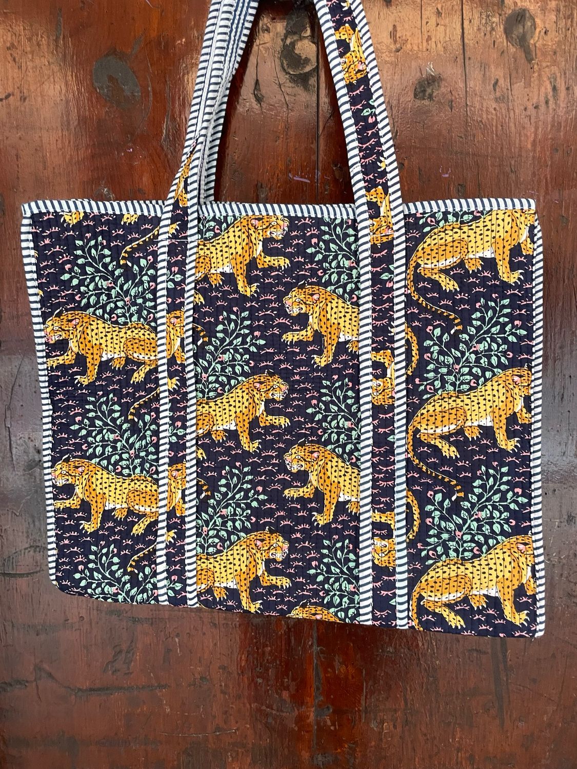 Tote Bag Indiane Ghepardi Base Blu