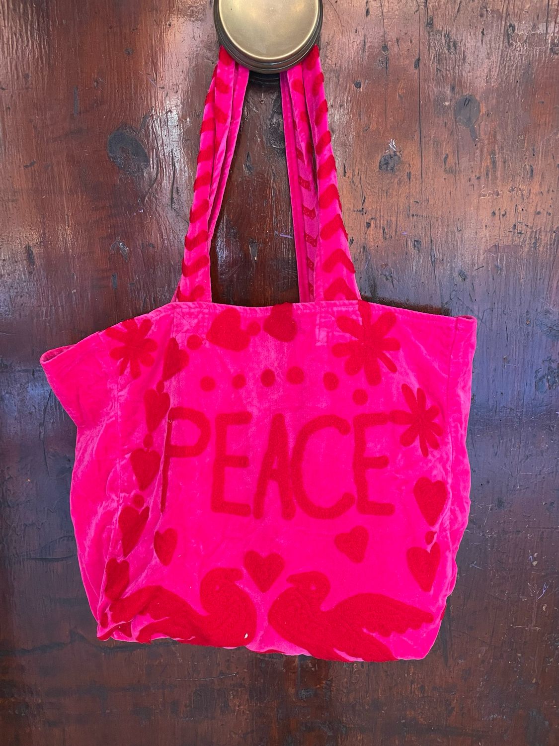Tote Bag Indiana Morbida Velluto Fucsia PEACE