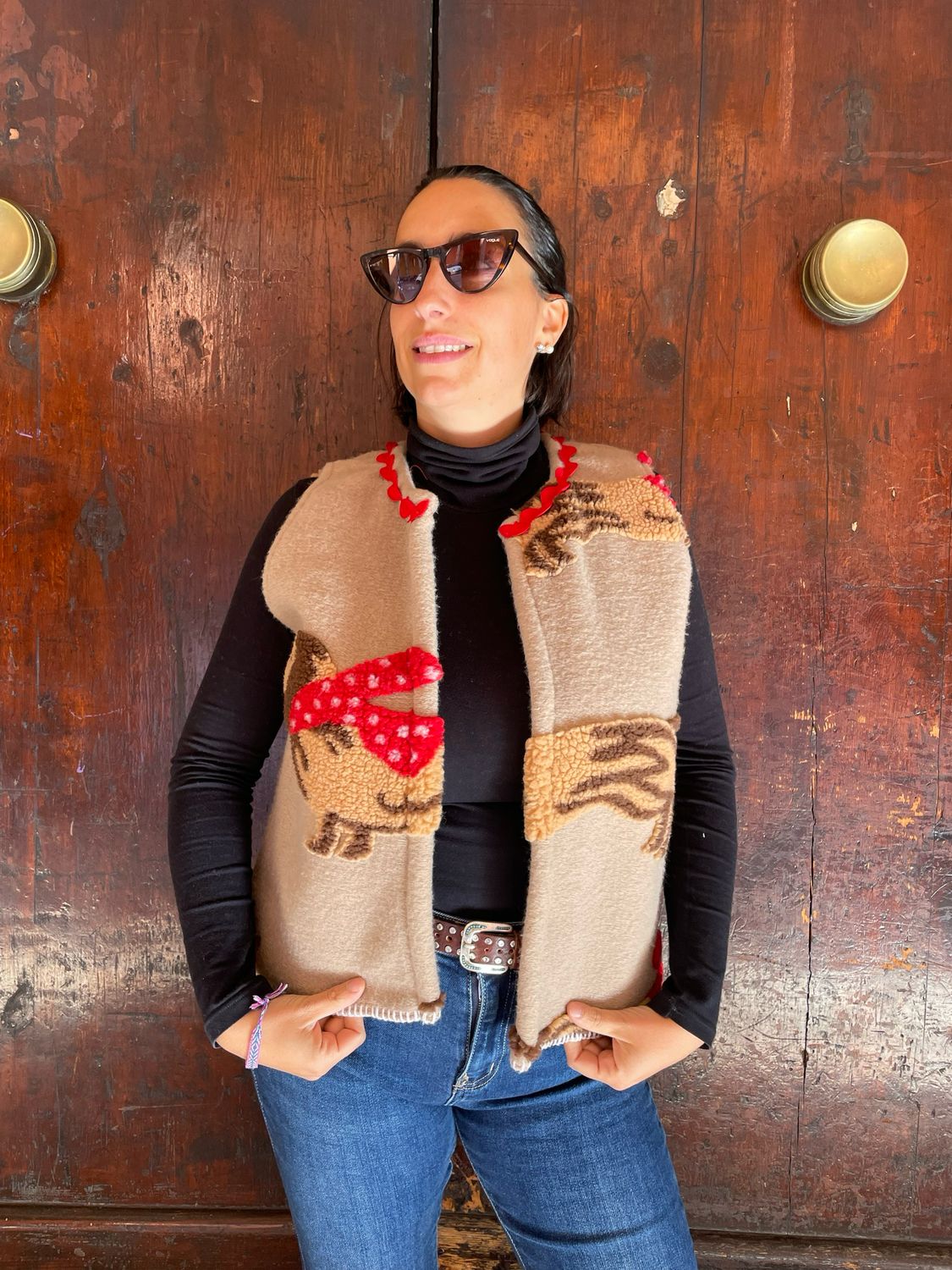 Gilet Bassotto Base Beige Serpentina Rossa