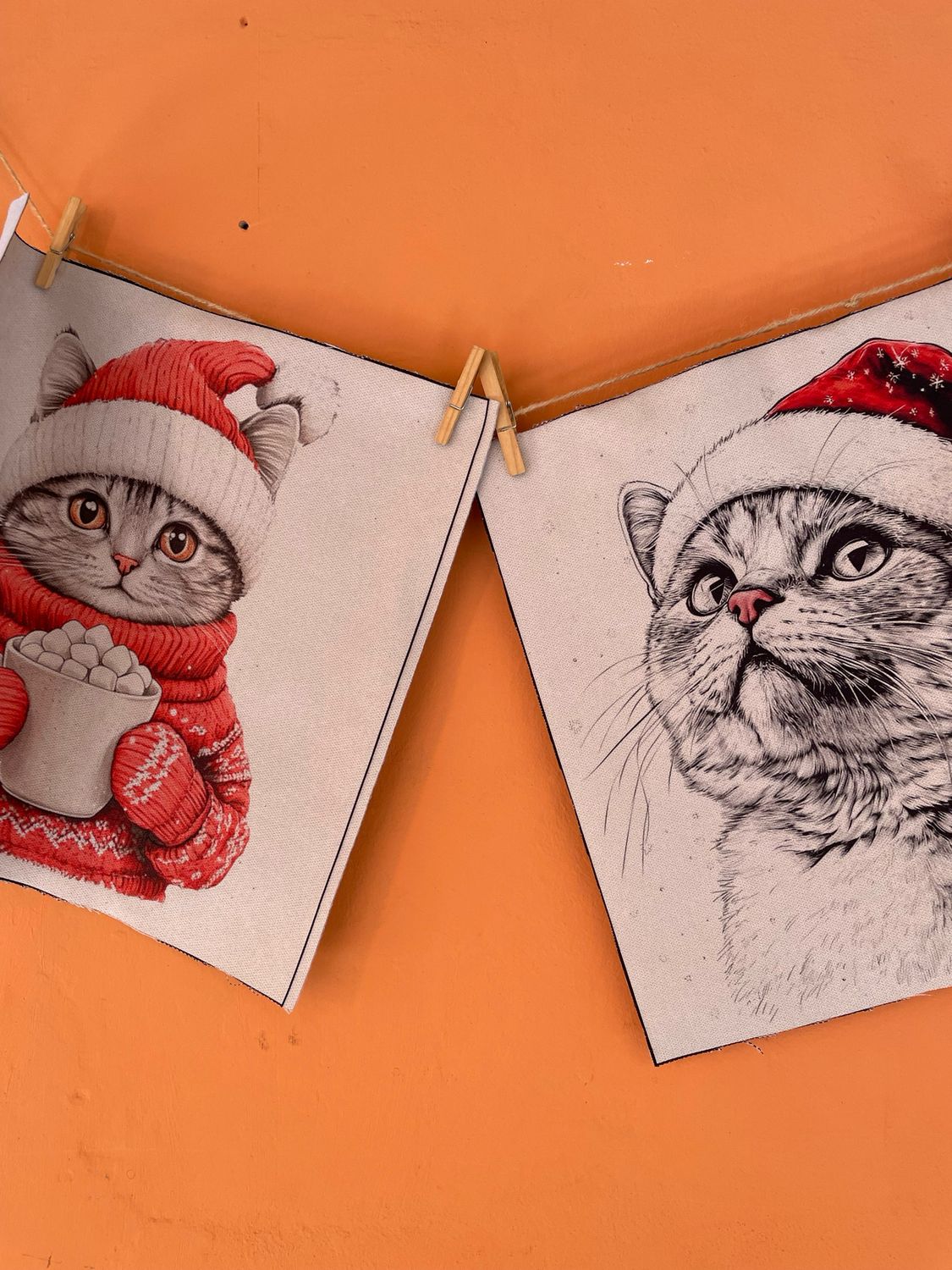 Piazzato per cuscino Natalizio Gatti con fondo Beige 50X50 cm