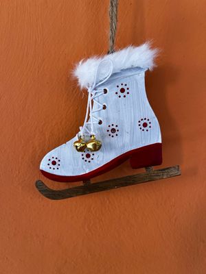 Pattino in Latta Bianco con peluche bianco