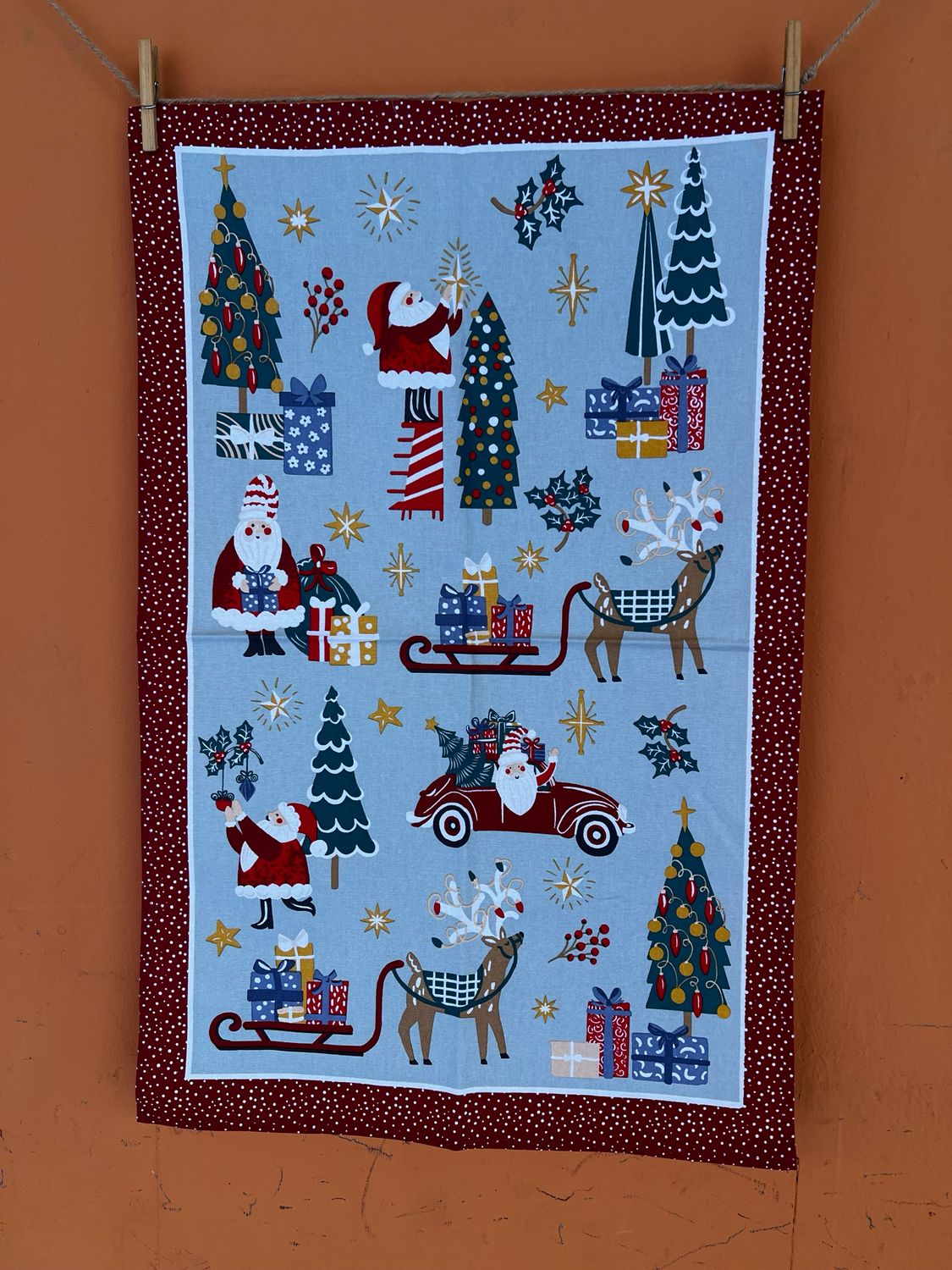 Strofinaccio Babbo Natale Base Azzurra