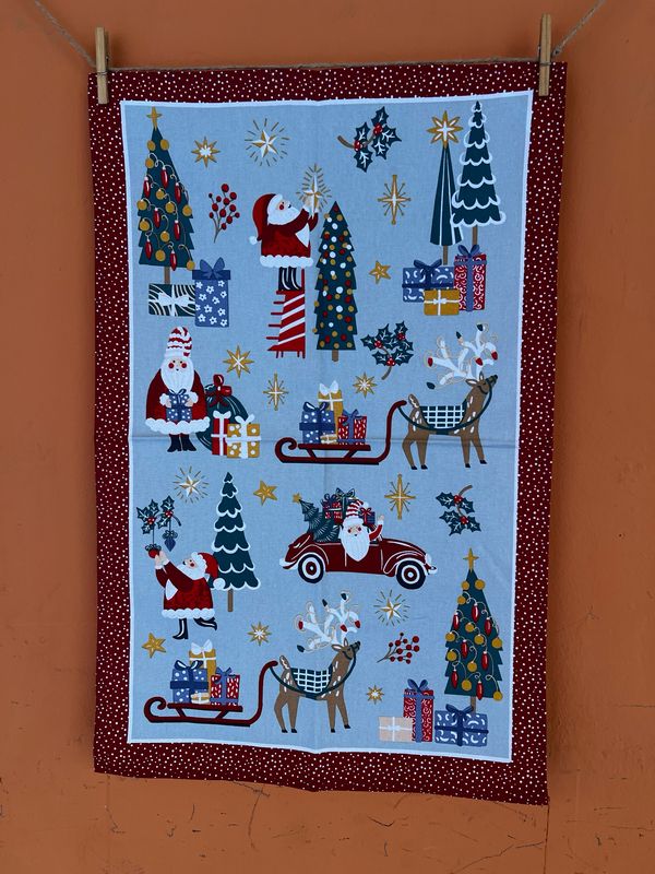 Strofinaccio Babbo Natale Base Azzurra