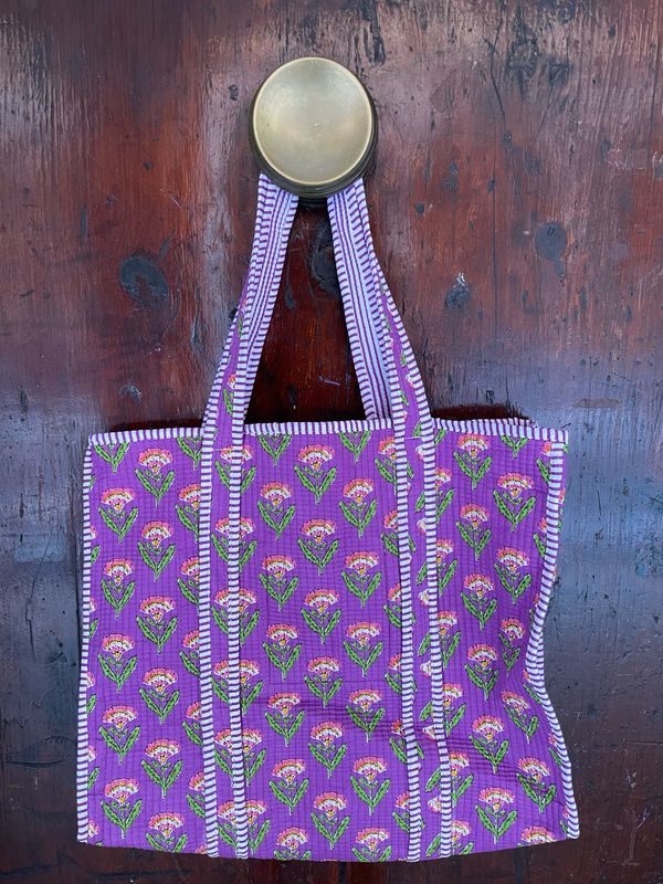 Tote Bag Indiane Fiori fondo Viola