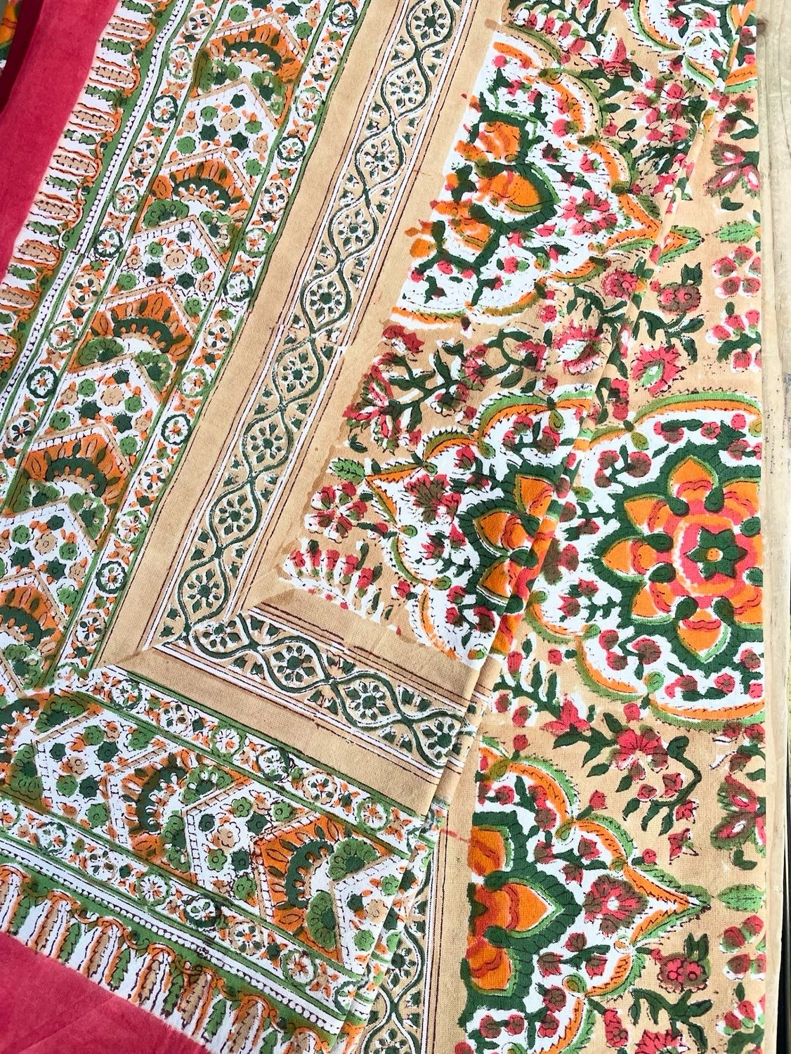 Mezzeri Copritutto Indiani 225x270 beige e verde