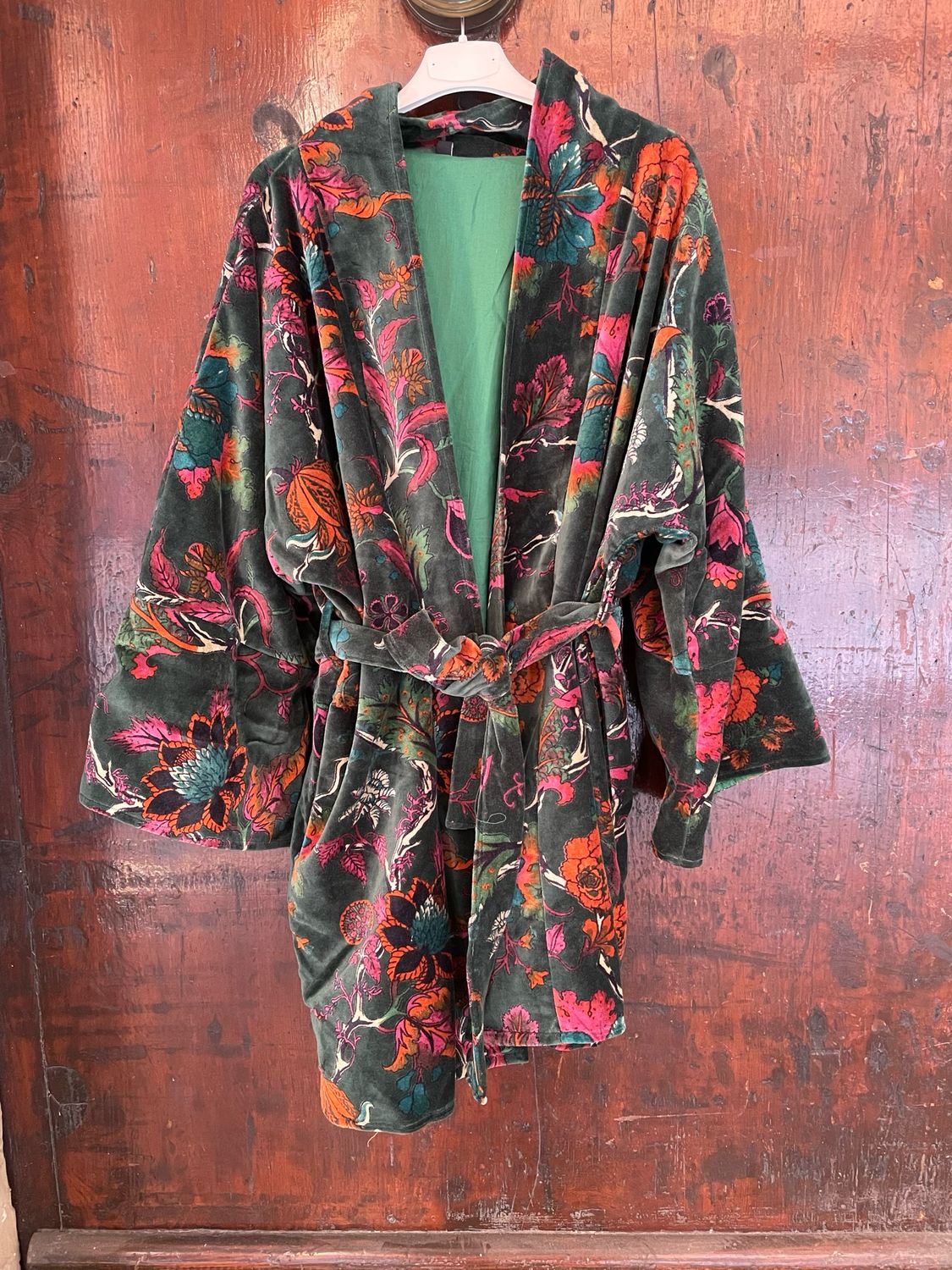 Kimono in Velluto Indiano Verde