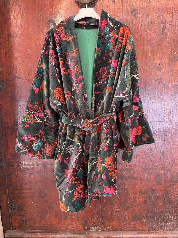 Kimono in Velluto Indiano Verde