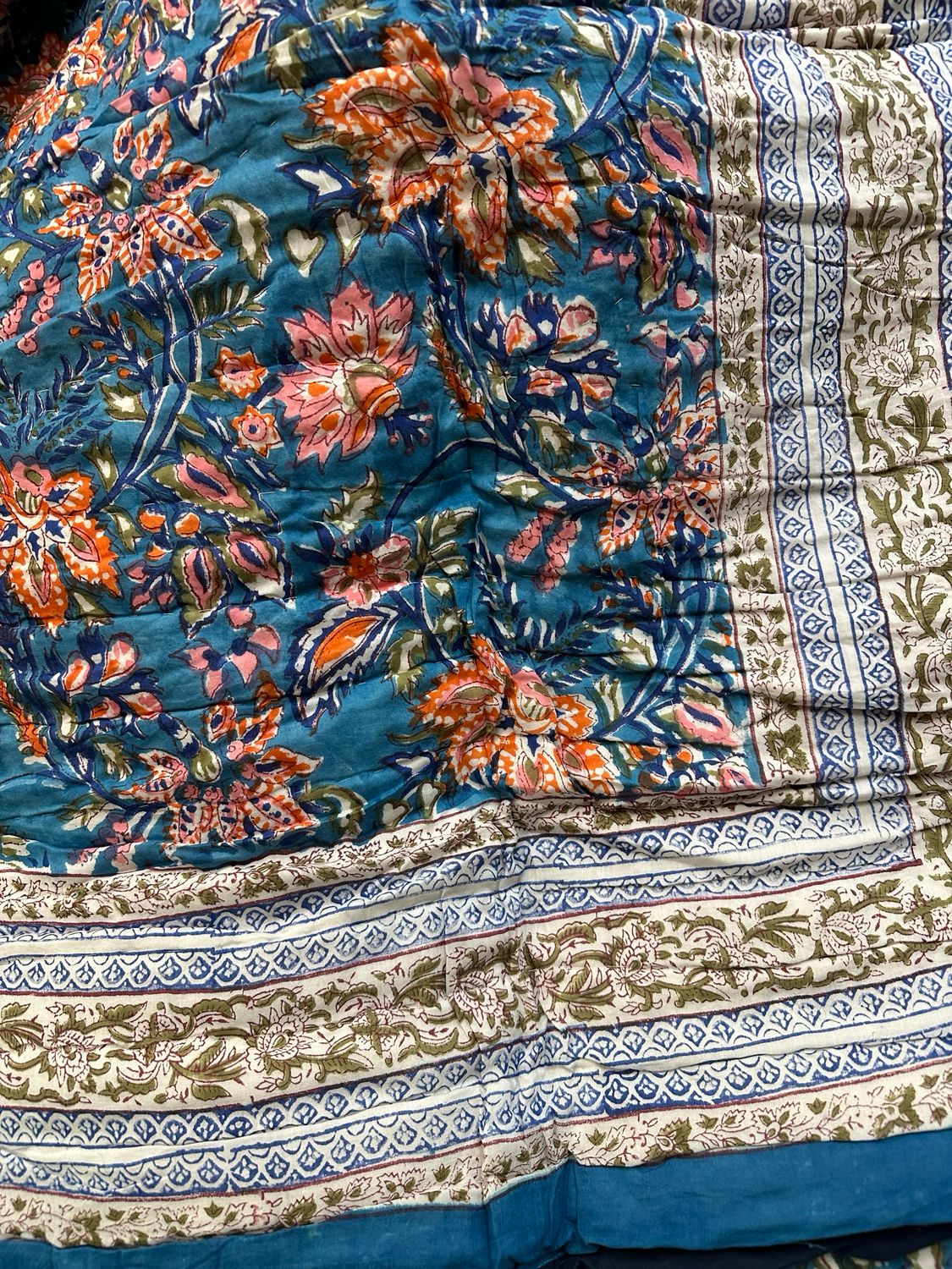 Trapunta Morbida 150x225 SINGOLO Ottanio e Fiori Arancio