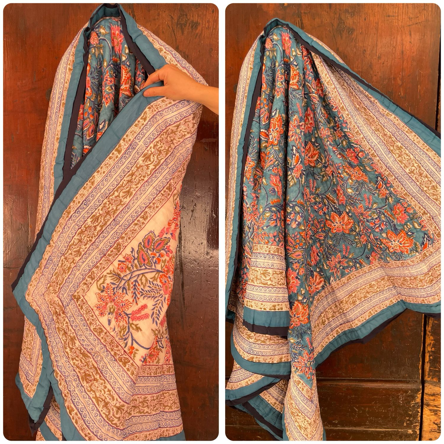 Trapunta Morbida 150x225 SINGOLO Ottanio e Fiori Arancio