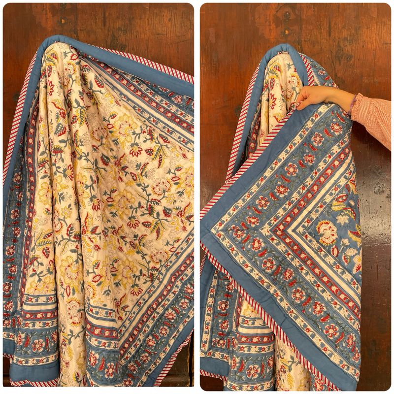 Trapunta Morbida 150x225 SINGOLO Bluette e Fiori Gialli