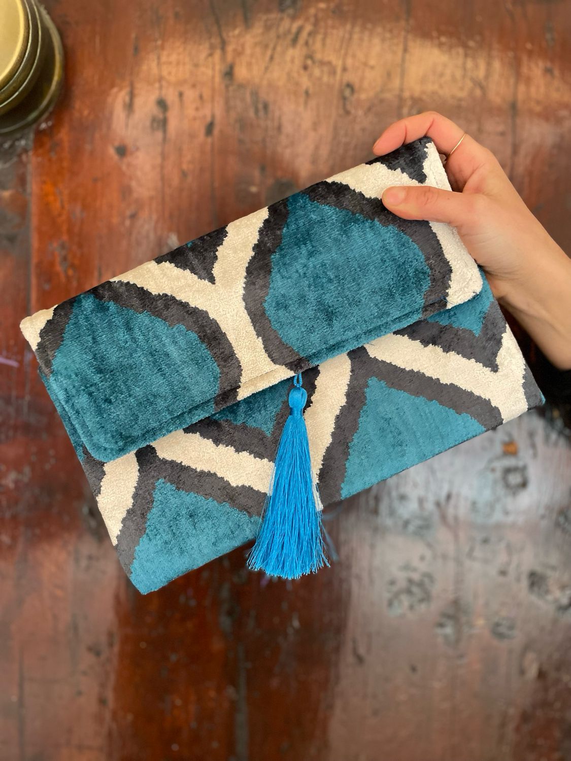 Pochette Velvet Ottanio, Panna e Nera ROMBI Pochette Velvet Ottanio, Panna e Nera ROMBI