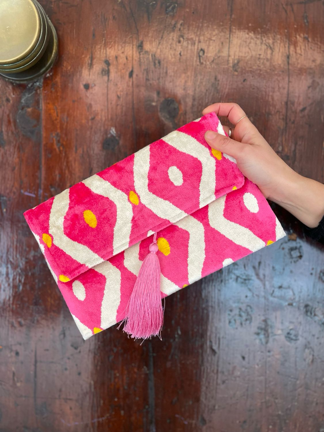 Pochette Velvet Rosa, Panna e Gialla ROMBI Pochette Velvet Rosa, Panna e Gialla ROMBI