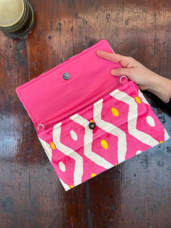 Pochette Velvet Rosa, Panna e Gialla ROMBI