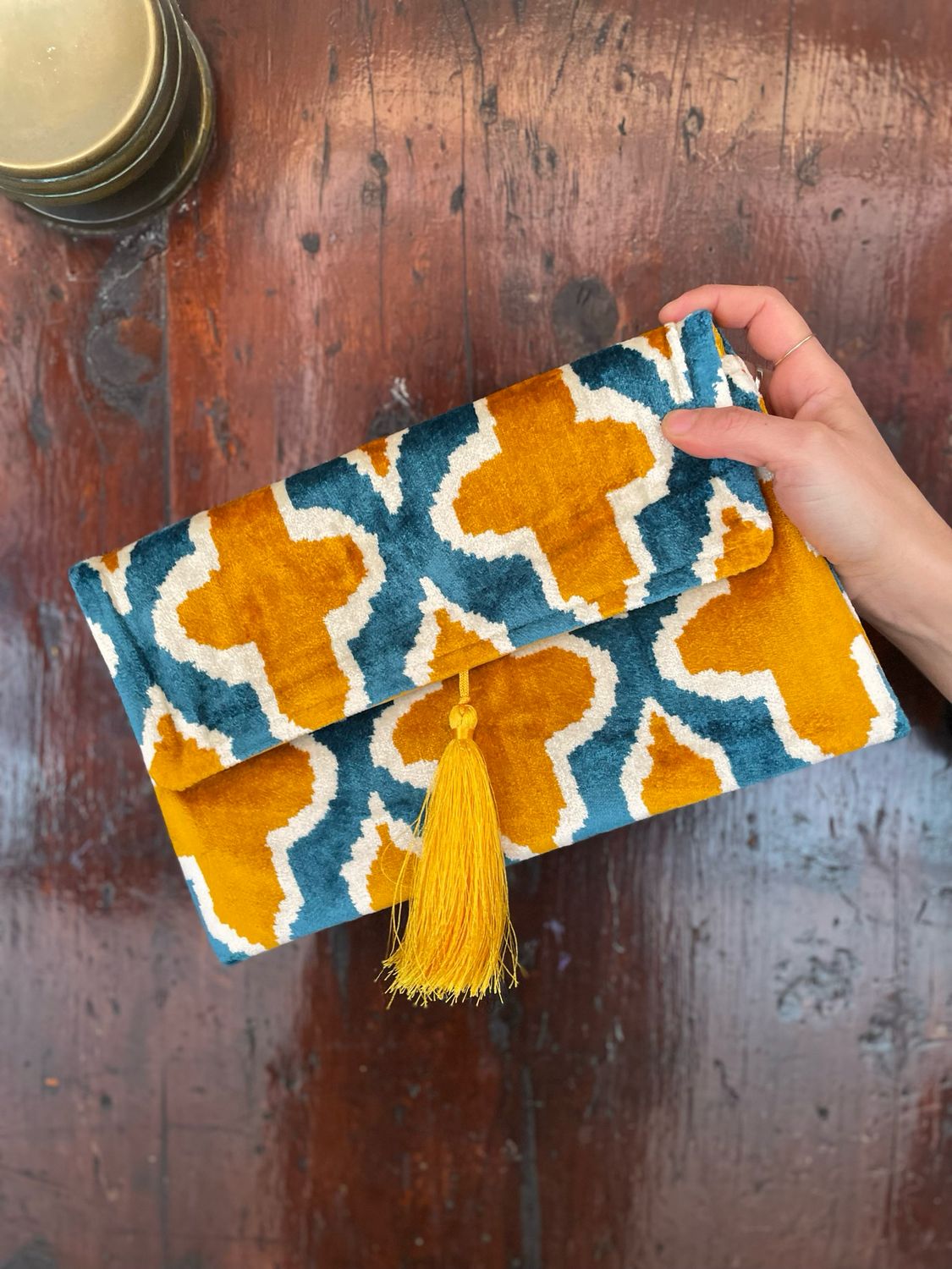 Pochette Velvet Panna, Ottanio e Senape Pochette Velvet Panna, Ottanio e Senape