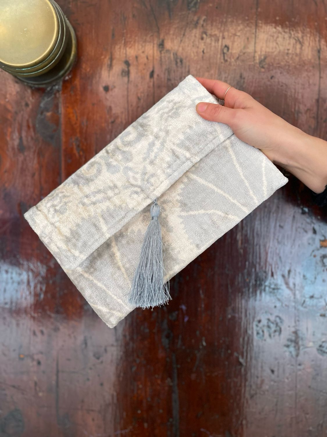 Pochette Velvet Grigio e Panna Pochette Velvet Grigio e Panna