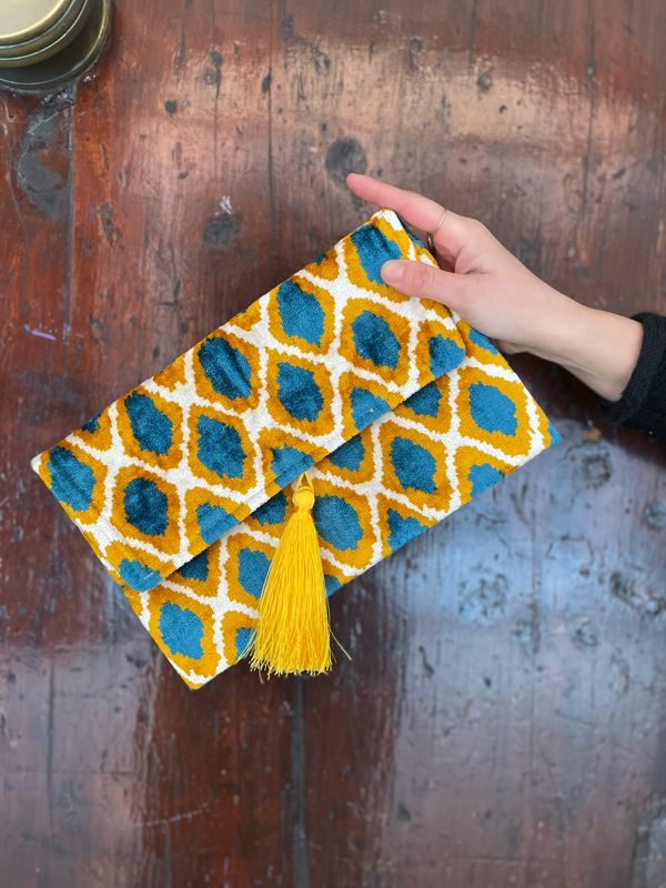 Pochette Velvet Ottanio, Panna e Senape ASTRATTA Pochette Velvet Ottanio, Panna e Senape ASTRATTA