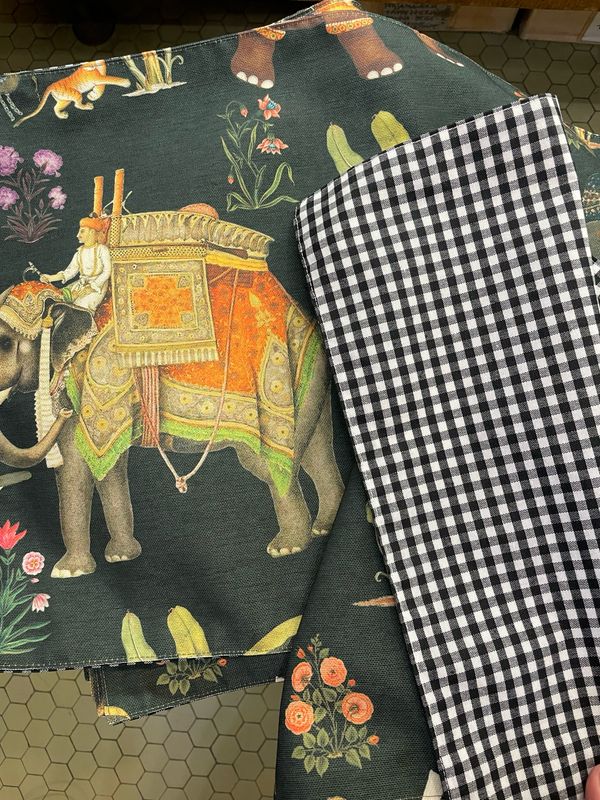 Tovagliette Americane Resinate Elefanti e Vichy Nero