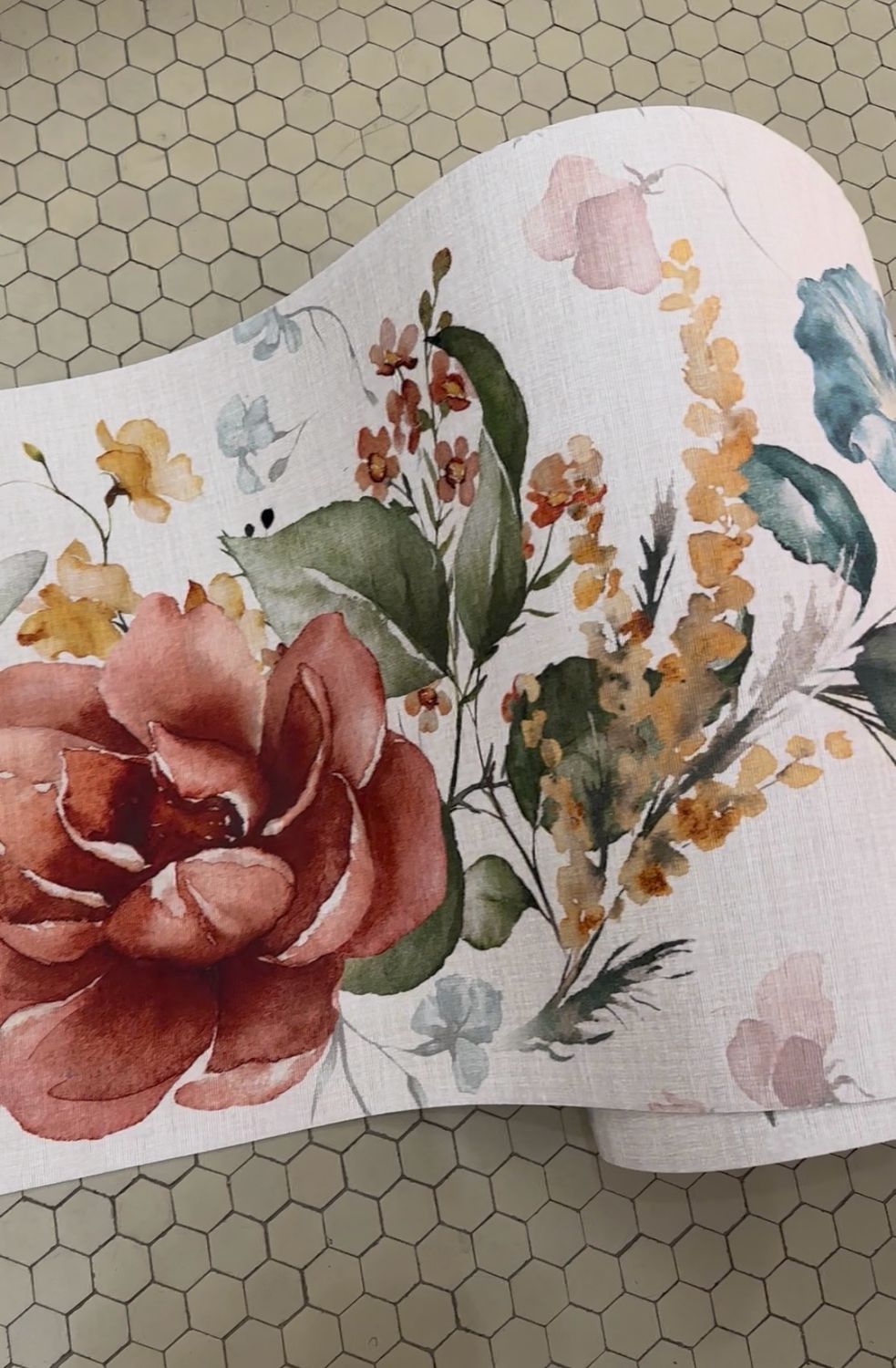 Pedana gommata stampata Papaveri e Rosa