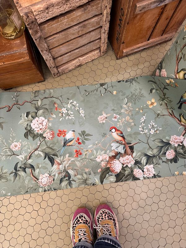 Pedana gommata stampata Uccellini